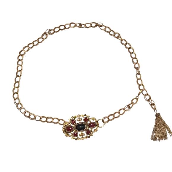 Craft Accessories - Chico Gold Tone Vintage Thick Chain Belt With Clip Fastener And Gold Tone Tassel